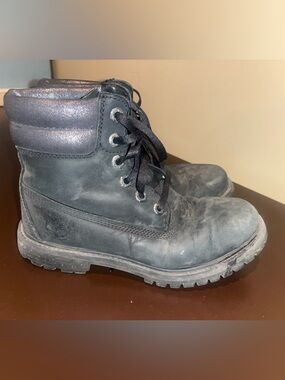 Timberland Black Nubuck Lace-Up Work Boots